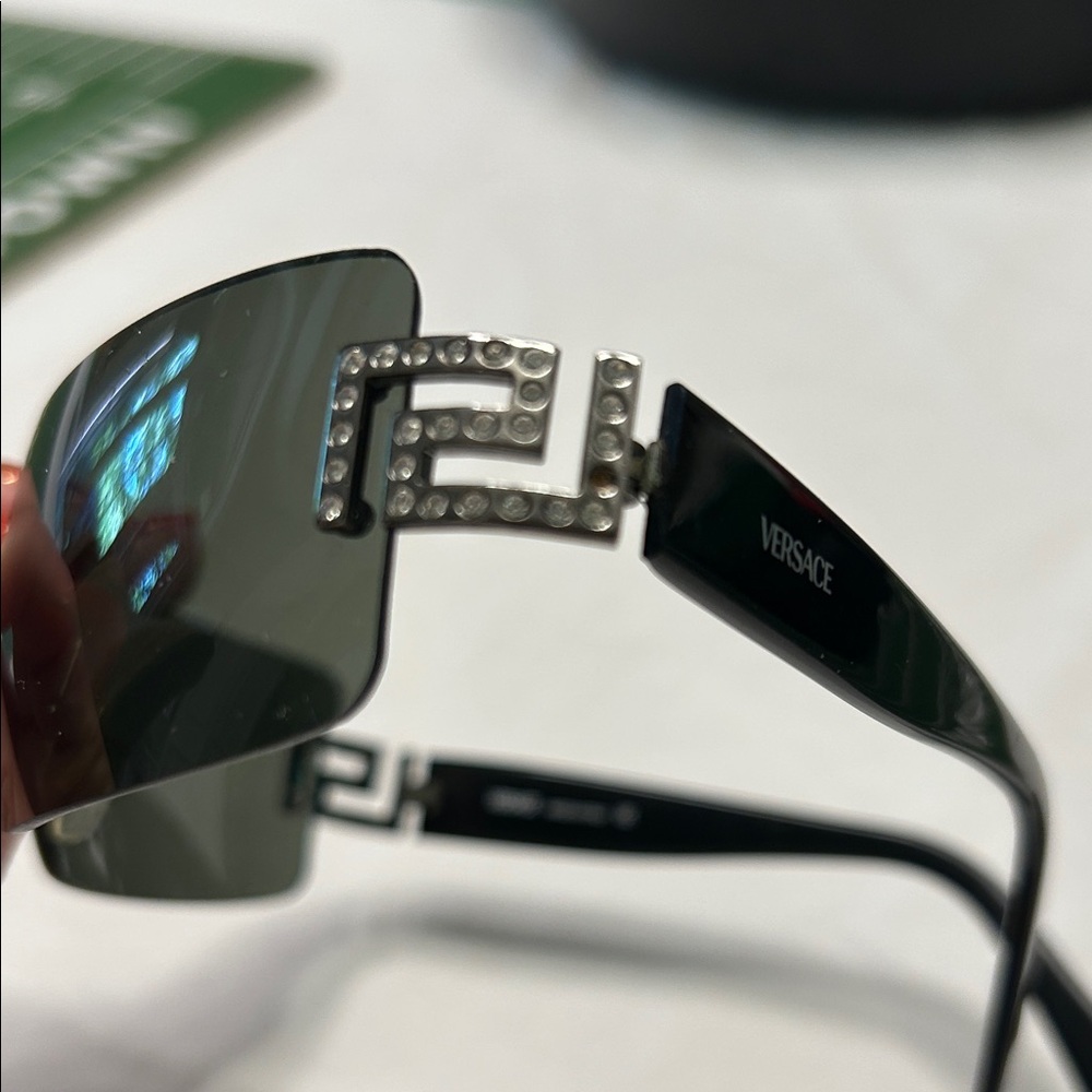 Versace Black Sunglasses with Silver Accents - Picture 3 of 7